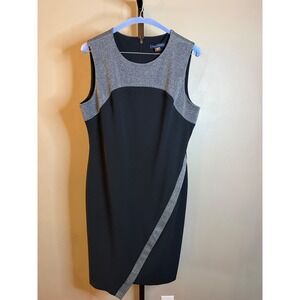Tommy Hilfiger Womens Metallic Silver Black Colorblock Sheath Dress Size 10
